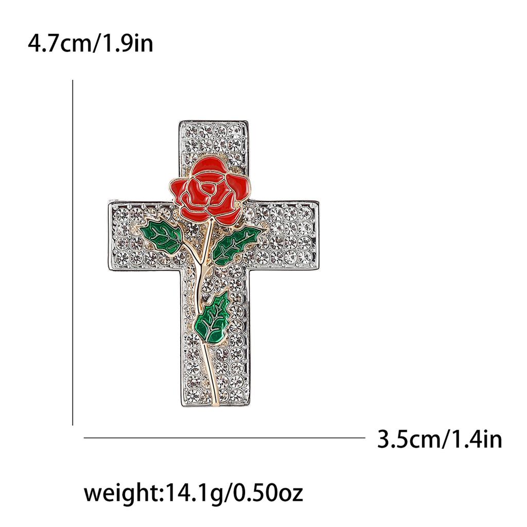 Vintage Legierung Strass Kreuz Rose Brosche Internet-Berühmtheit Damen Kleidung Brosche Ornament Anstecknadel
