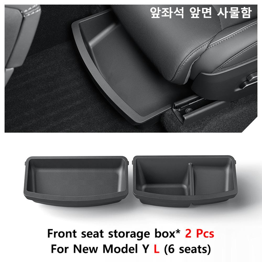 2Pcs Underseat Storage Tray Fits Tesla Model Y L 6 Seater 2026 Front Seat Organizer Box Waterproof TPE Hidden Holder Interior for Tesla Model Y L