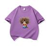 Kids Cotton T Shirt Surprised Girl With Colorful Hair Print Crew Neck Short Sleeve Tee Casual Boys Girls Summer Tops