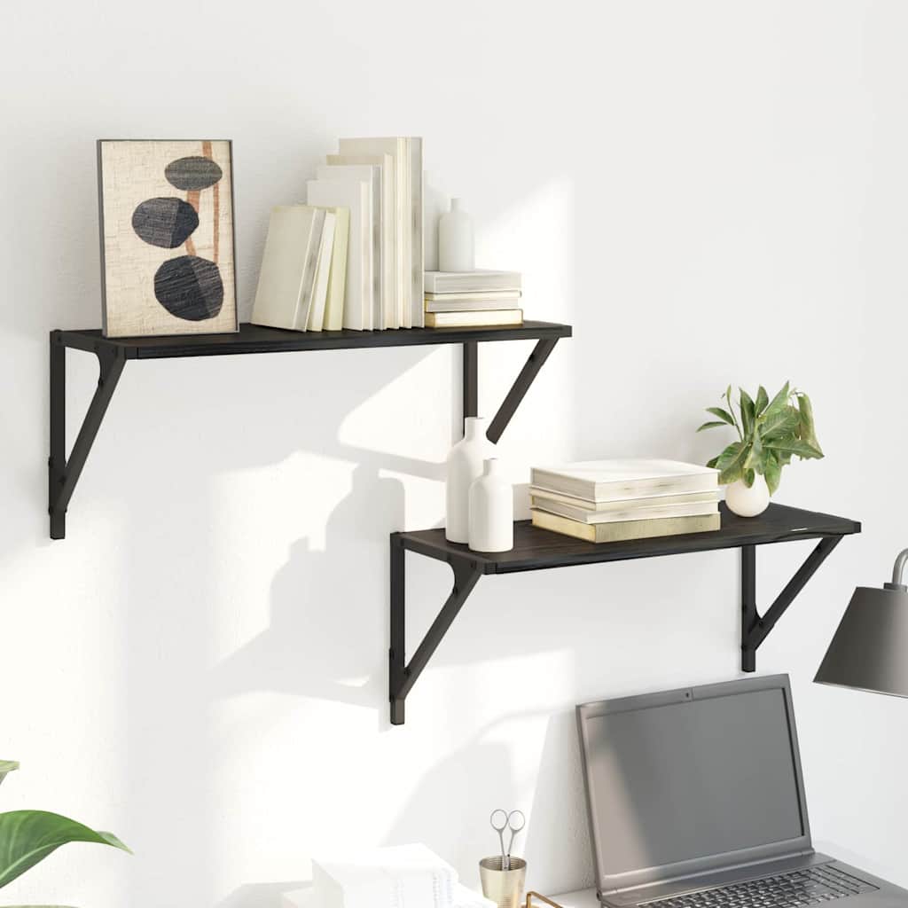 Wall Shelves 2 pcs Black Oak Effect 60 x 25 x 25.5 cm