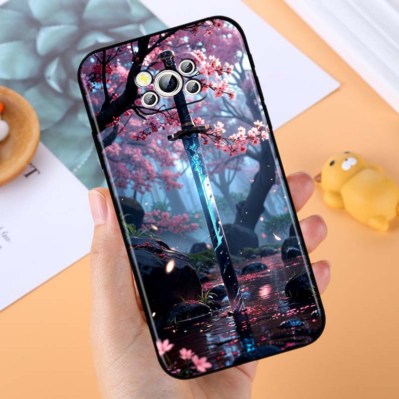 Ancient style swordsman Phone Case For Xiaomi Mi Poco F3 F4 F5 F6 X3 X4 X5 X6 X7 M3 M4 M5 M6 M7 GT Pro 5G Black