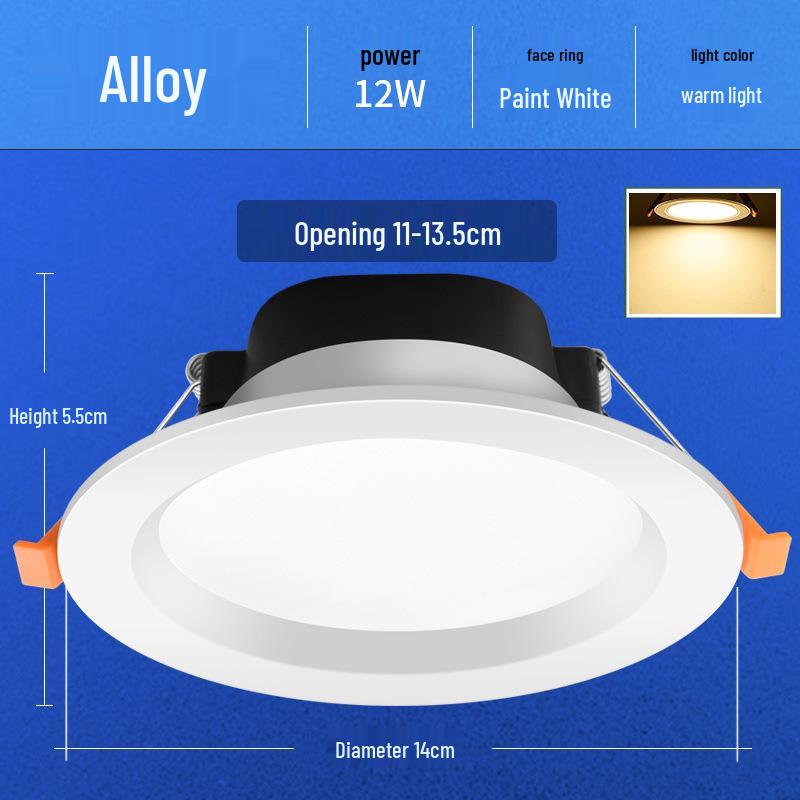 8-inch 12W Ceiling Light, 24 LEDs, Fits 15-18 cm Recessed Cutout
