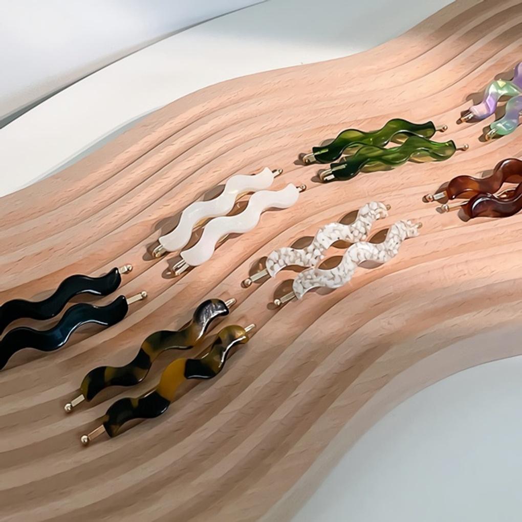 

Women s Wave Natural Stone Hairpin 7 Colors green