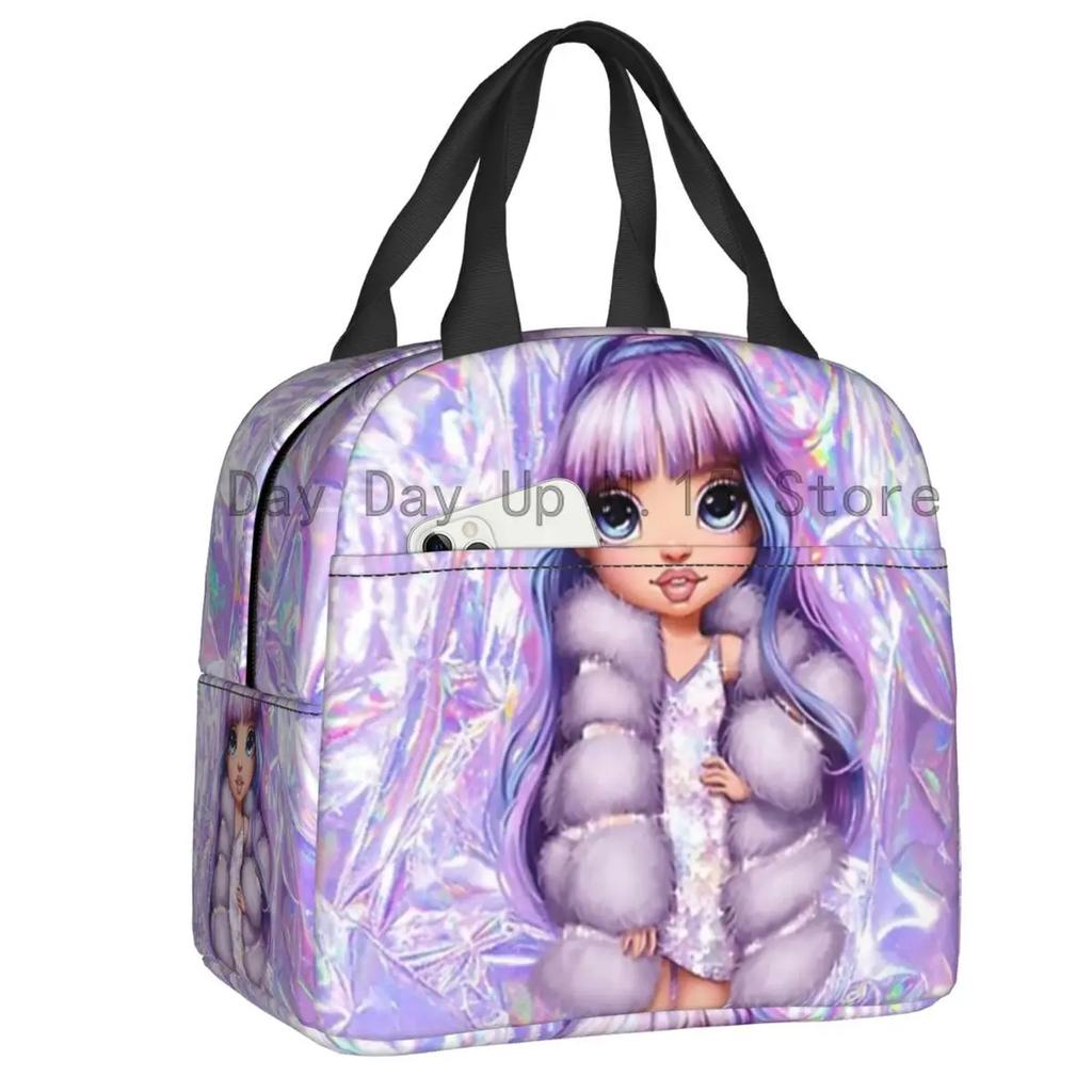 Rainbow High Insulated Lunch Bag for Outdoor Picnic Cartoon Anime Tv Portable Thermal Cooler Lunch Box Women Kids