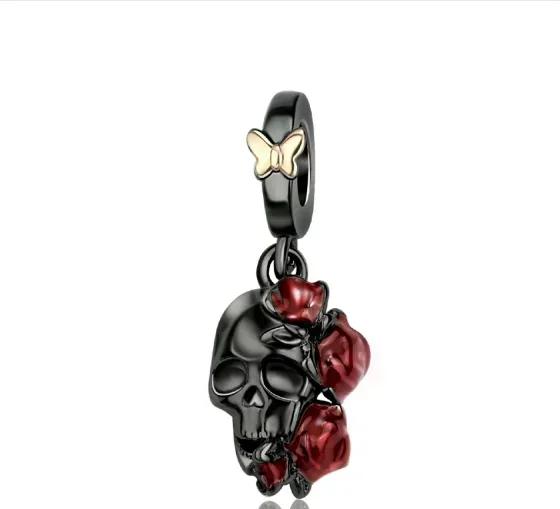 Authentic Original Copper Metal Halloween Perfect Gift Black Cat Spider Skull Pumpkin Ghost Bead Components Charm Bead Components Designed For Pan