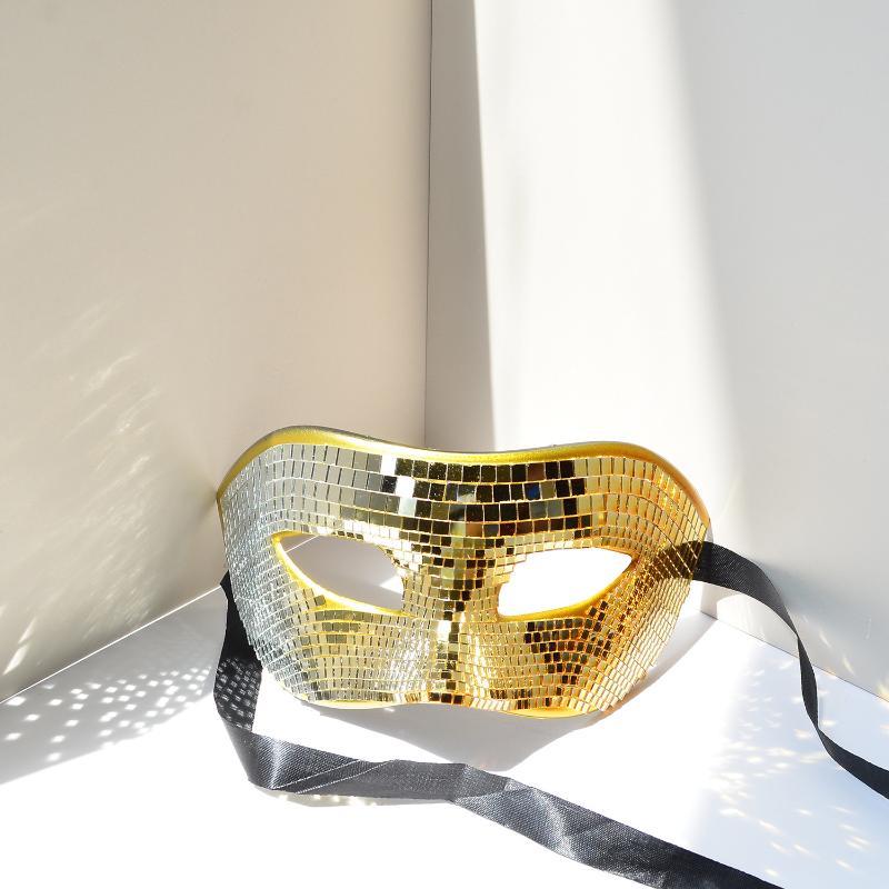 Disco Bright Ball Glitter Face Mask Mirror Eye Covers Silver Masquerade Mask Party Props Eye Mask For Women Men Party Prom