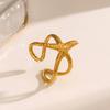 Stainless Steel Starfish Open Rings For Women Men Fashion Golden Color Irregular Textured Starfish Adjustable Ring Jewelry Gift