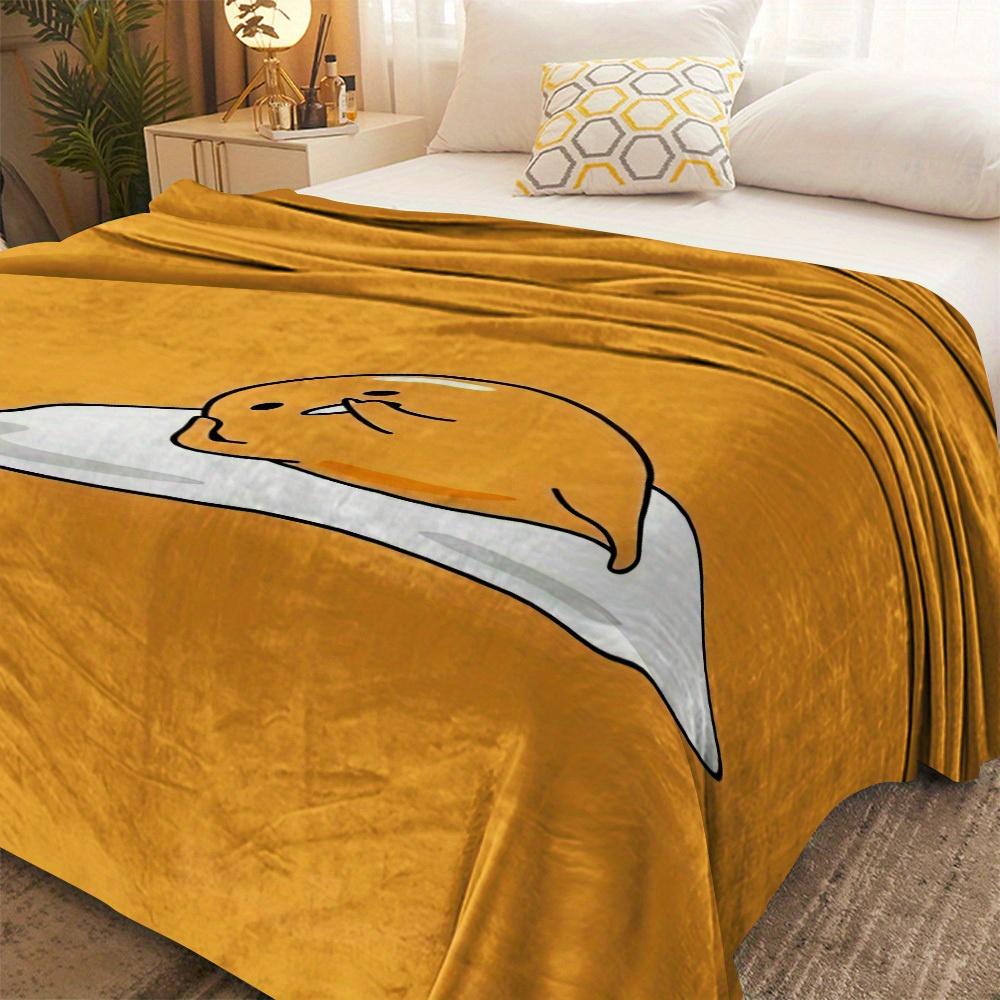 1 Gudetama Lazy Egg Flannel Blanket 2D Single Print Cute Warm Cozy Blanket Home Bedroom Living Room Dorm Kids Room Sanrio Decor