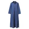 Women's Elegant Fashion Oversized Long Sleeve Shirt Dress Denim Maxi Coat Dress