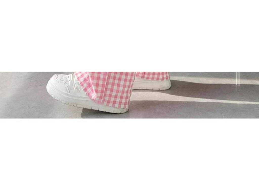 Korean Sweet Pink Check Wide-Leg High-Waist Women's Summer Pants