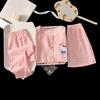 Three-Piece Women's Summer Pajama Set: Small Lapel, Cute Home Wear Round Neck Cloud Cotton