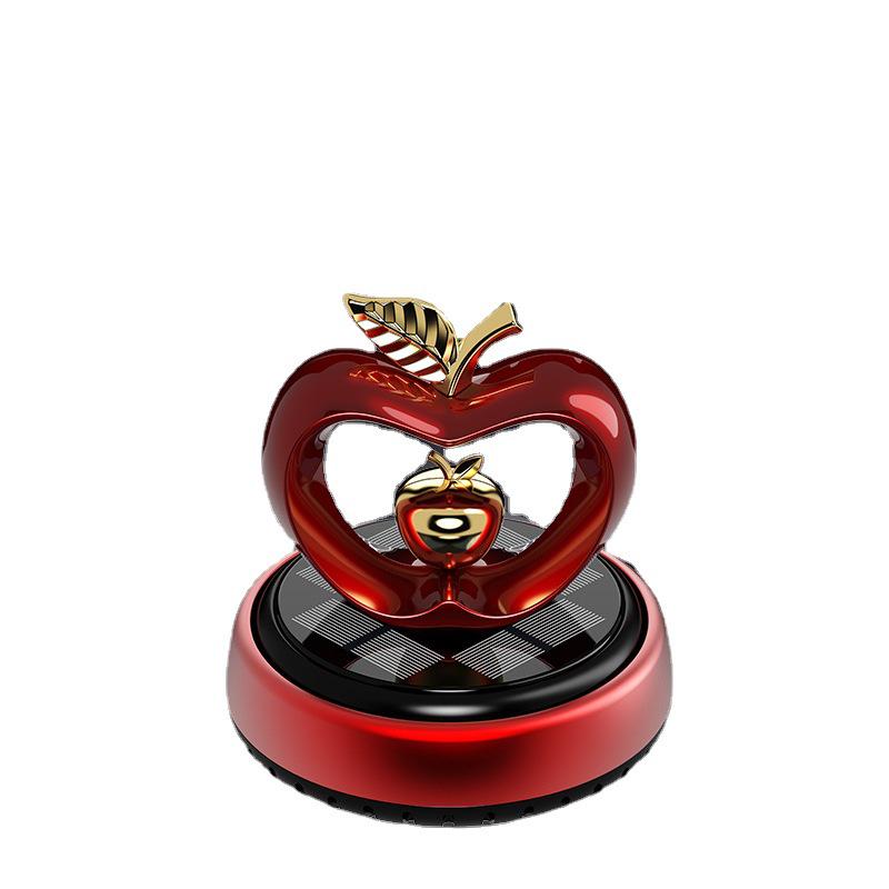 Heart-Shaped Solar Car Perfume Ornament - Rotating Apple Aroma for Car Interiors