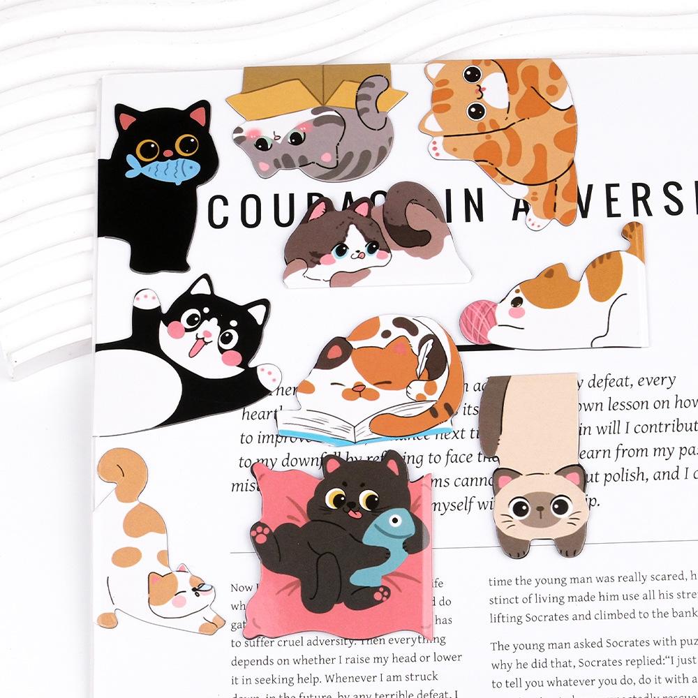 Cute Cat Magnetic Bookmark with Cartoon Design, Adorable Kitty Page Holder Clip for Reading Books, Fun Gift for Students
