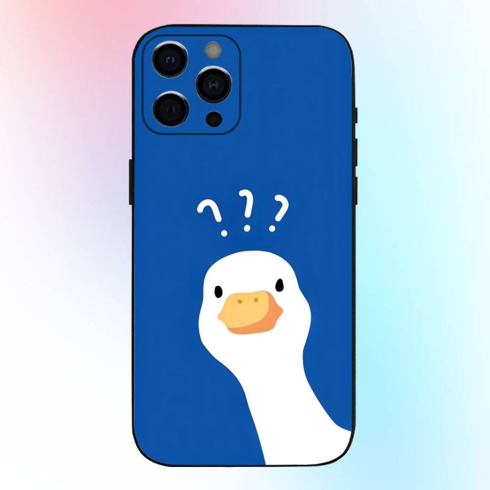 Cute Cartoon Duck Phone Case For iPhone17,16,15,14,13,12,11 Plus,Pro Max Soft Black Cover