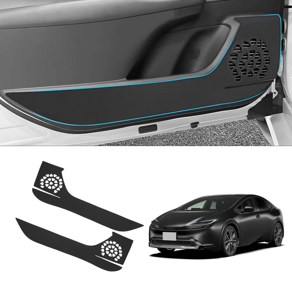 GIMUYA Door Kick Guards for Toyota Prius 60 Series Model and Custom Design Door Scratch and Stain Interior Custom Black PU Set of 2 (New ZVW6#/MXWH6#)