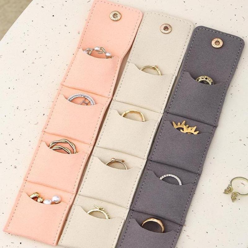 Niedliche kleine Mikrofaser-Taschen mit Druckknopfverschluss Schmuck Faltbare Aufbewahrungstaschen Stecker Ohrringe Ring Anhänger Halskette Organizer Geschenktaschen