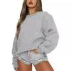 2024 European & American Women's Casual Solid Color Round Neck Loose Hoodie