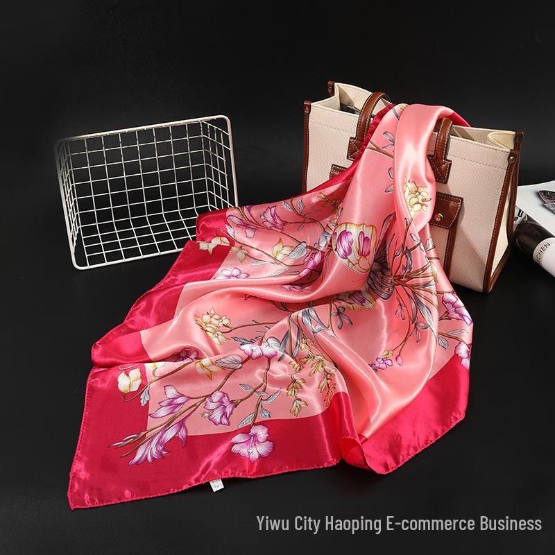 90x90 Large Silk Scarf for Women - Elegant Spring, Autumn, Winter Fashion Accessory 90x90