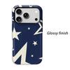 Navy Cream Oversized Star Geometric Pattern Art Film Aesthetic Protective Shockproof Bumper Phone Case Cover For iPhone 13 14 15 16 17 Pro Max Plus