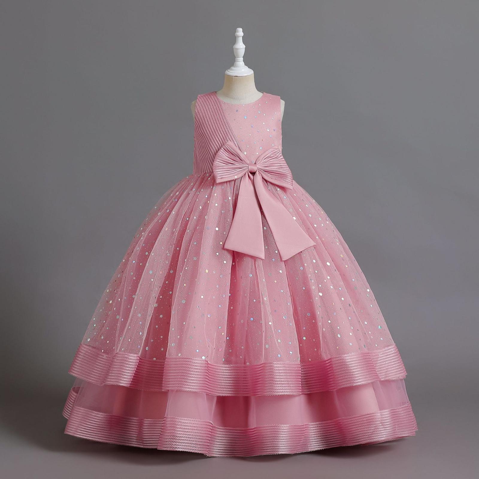 

Детское платье Платье принцессы с атласным однотонным платьем для торта 160 горячий розовый