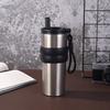 Large Capacity Stainless Steel Thermos Cup with Lifting Rope Portable Straw Car Cup Summer Cold Insulation Ice Cup