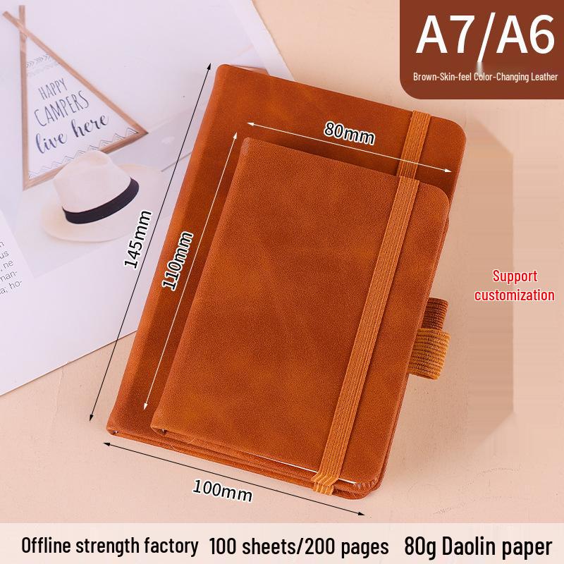 

Elastic Pen Holder A6/A7 Leather Strap Notebook - Portable Pocket Size with European & American Design A7 (8*11cm) with Pen Strap
