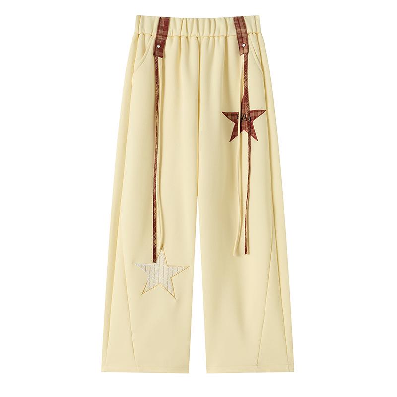Pentagram Embroidered Women's High-Waist Straight Wide-Leg Sweatpants - Spring 2026