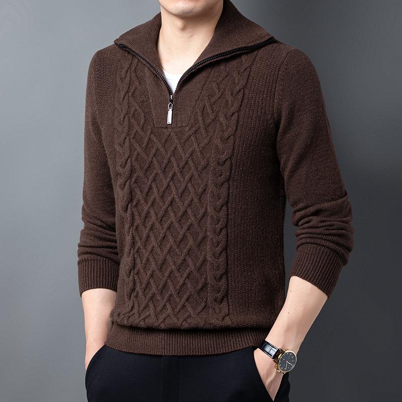 Herbst und Winter Neue Halb-high Neck Verdickt Dicke Nadel männer Pullover Zipper Lose Pullover Gestrickte Pullover Männer