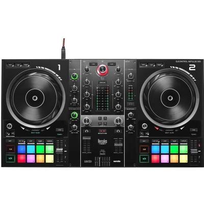 HERCULES DJCONTROL INPULSE 500 - DJ-Controller - Integriertes Audio-Interface und Hardware-Mixer - 16 hintergrundbeleuchtete Pads (RGB) - Schwarz