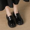 Thick-soled small leather shoes style black college thick heel student simple single shoes round head