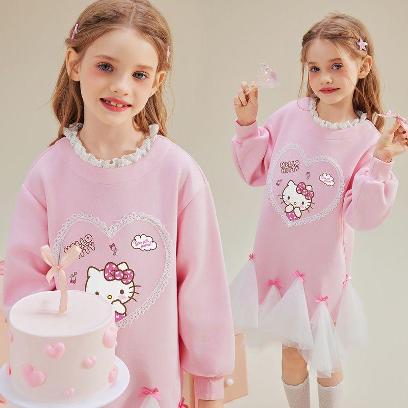 Hello Kitty Girls  Dress Summer 2025 New Pink Kidsren s Princess Dress Fashionable Girl s Dress Pink 140