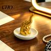 Smooth Glaze Jewelry Box Storage Tray, with Upturned Nose Elephant Design, Ring And Earring Holder Waterproof Compact Organizer for Rings Earrings