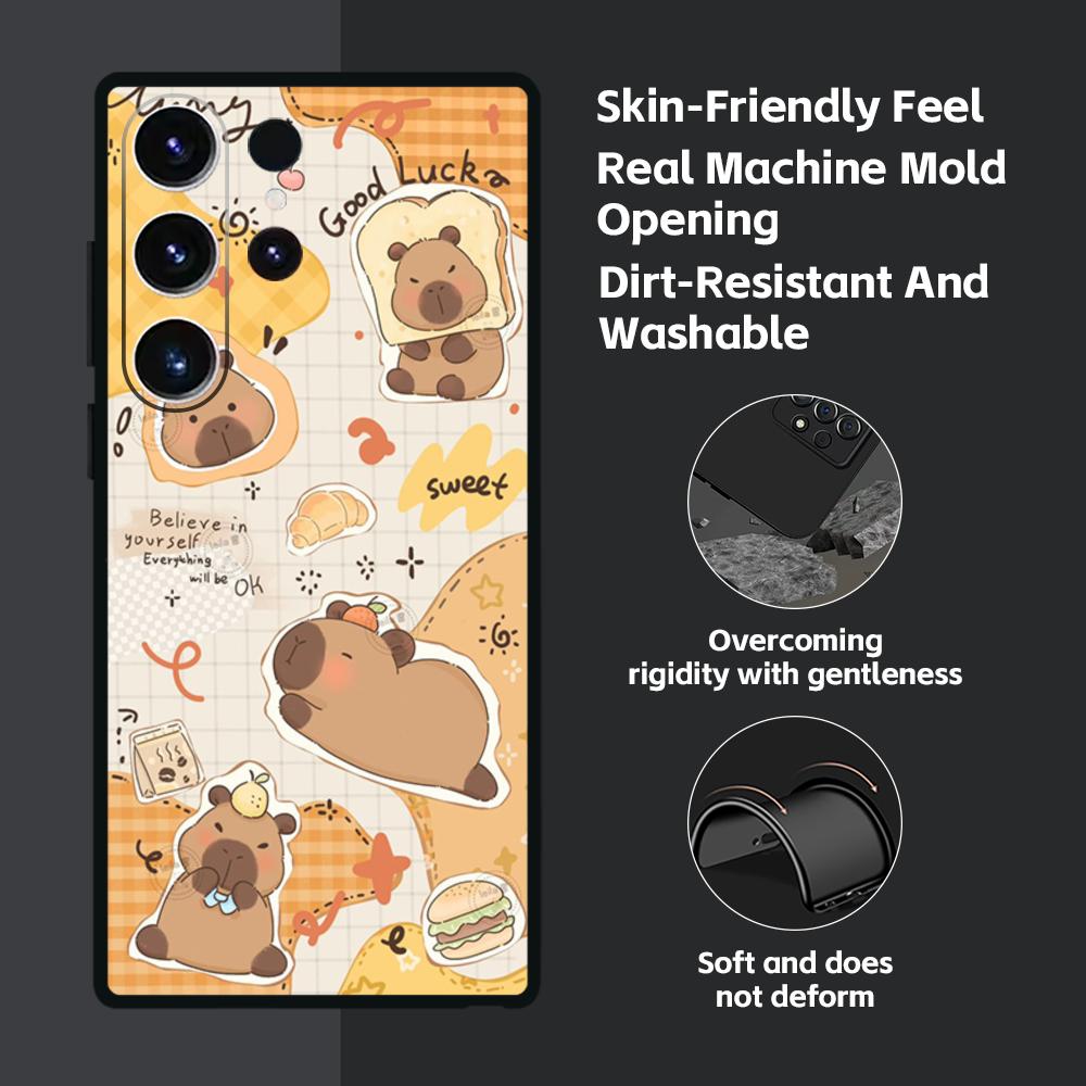 

Cute cartoon C-Capybara Phone Case For Samsung Galaxy S25 S24 S23 S22 S21 S20 Plus Ultra Note20 Soft Black Galaxy S20+