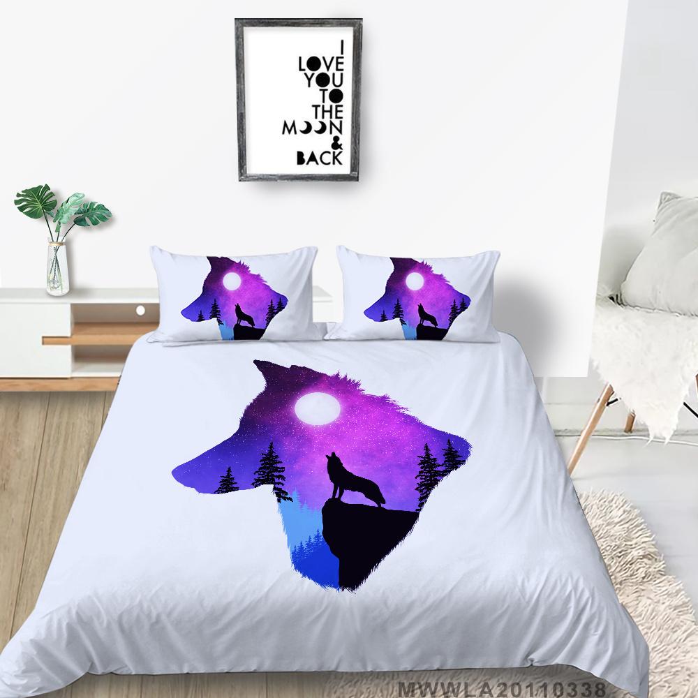 2023 New Style Unique Design Bedding Cover Suit Fashionable Decorative Wolf Printed Home Textiles Queen King Size Bedding