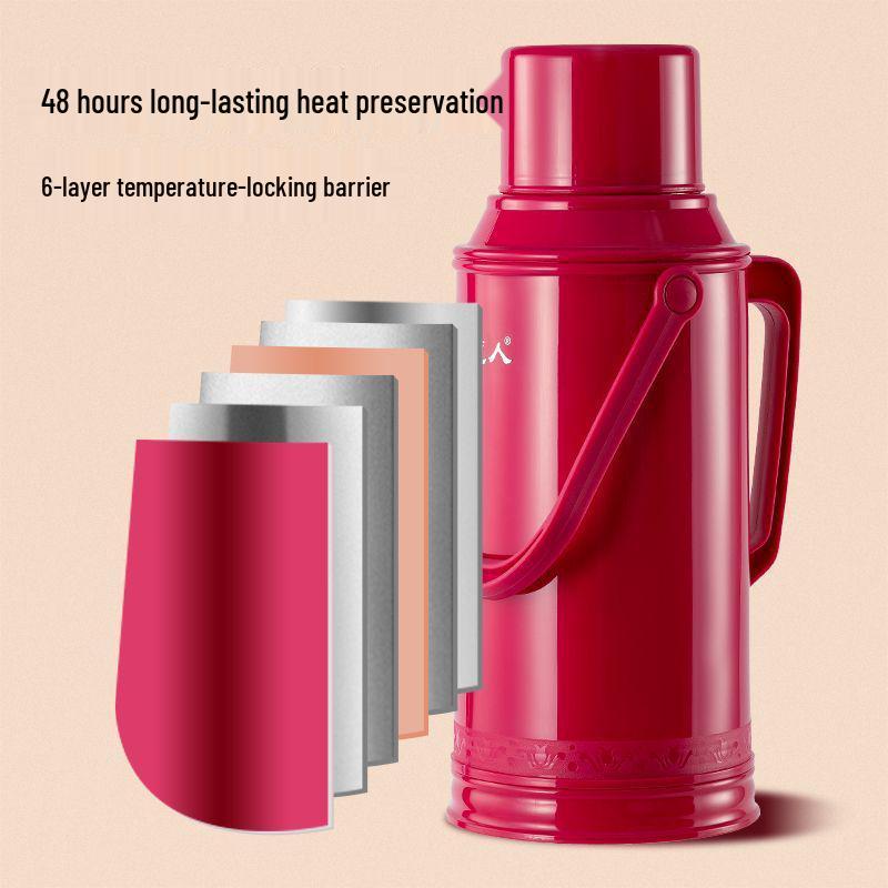 3.2L Vintage-Style Thermos Flask with Glass Liner for Dorms and Homes - Large Capacity Insulated Water Bottle