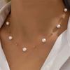 Imitation Pearl Necklace for Female, Simple Fashion Light Luxury Metal Ball Clavicle Chain Jewelry