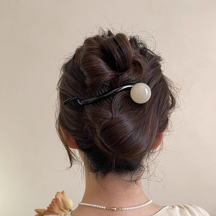 Twisted Hairpin Plastic Acrylic Beads Imitation Pearl Hairpin Twisted Hair Accessories