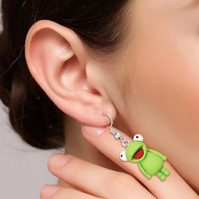 1 Pair Women Hook Earrings Frog Shape Pendant Earrings Vivid Appearance Drop