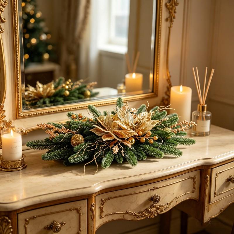 Weihnachts-Tischdekorationen Nordische Heimparty-Ornamente Goldene Hängende Girlande Restaurant