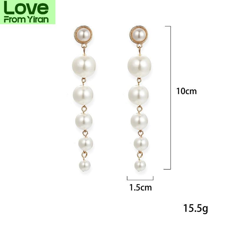 Exquisite Craftsmanship Simulated Pearl Stud Earrings Trendy Fashionable Long Bold Statement Earrings Womenn Gathering Gathering Wedding Occasion