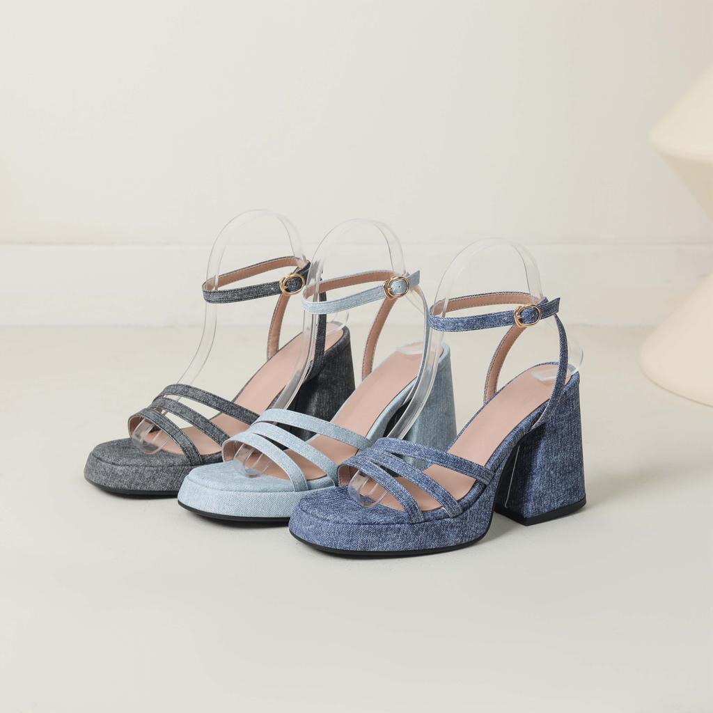 Krazing Pot Polyurethane Summer Size 43 Women Platform Super High Heels Women Peep Toe Ankle Straps Waterproof Sandals