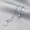 1 Pair of Star Shaped Pendant Chain Earrings, Asymmetrical Earrings, Pentagram Earrings, Exquisite Jewelry, Suitable for Daily Wear