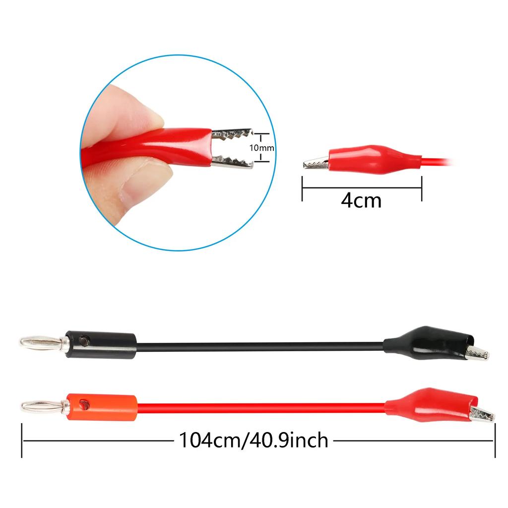 2Pcs 18AWG 4mm Banana Plug to Alligator Clip Test Lead Wire Cable Set 1M for Multimeter Measure Tool