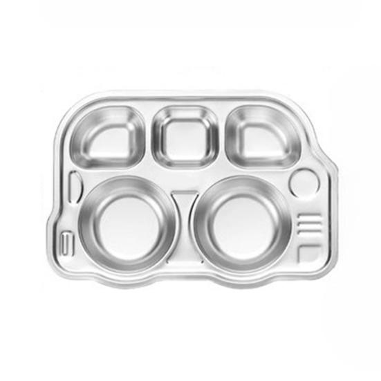Stainless Steel Dinner Plate for Kids Cartoon Design Divided Tray Food-Grade Safe Durable Children Compartment Serving Snack Dishes