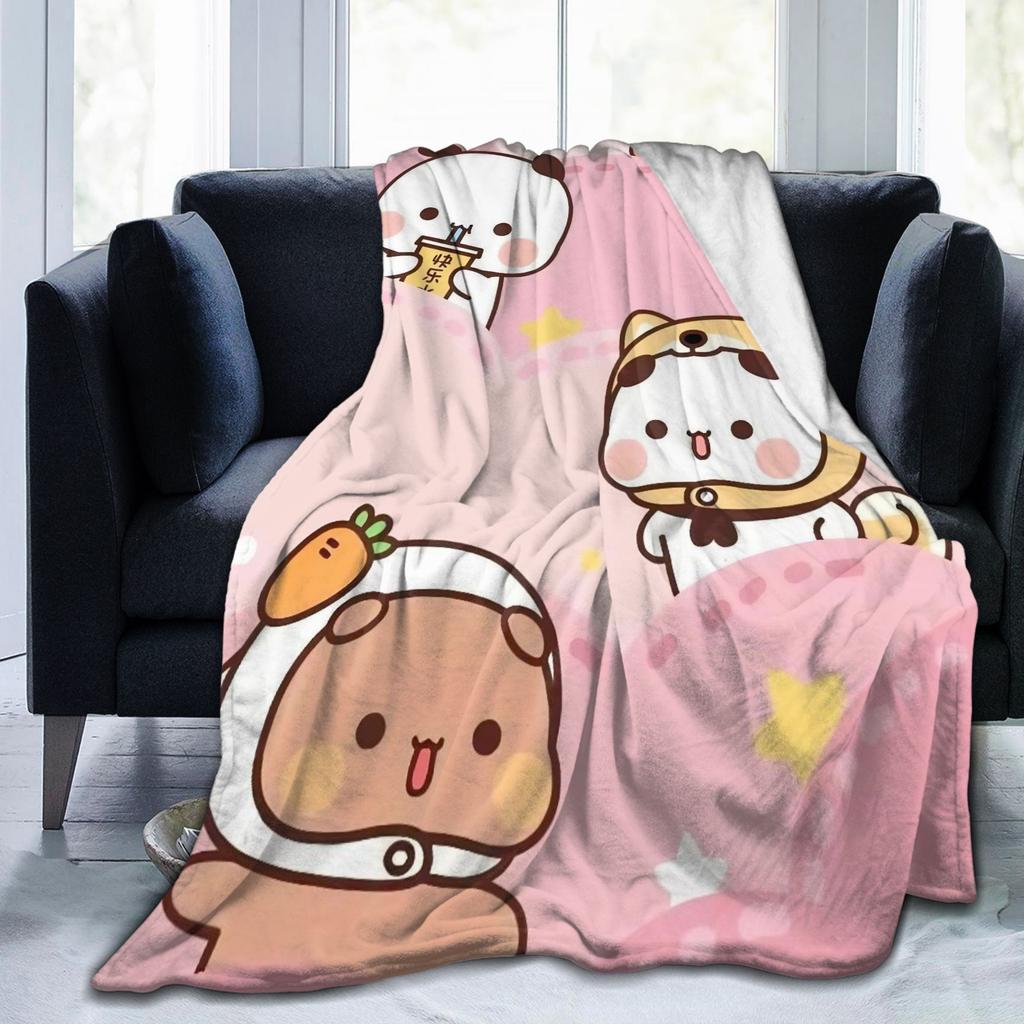 Cartoon Panda Bubu Dudu Blanket Coral Fleece Plush Printed Breathable Warm Throw Blankets for Home Bedroom Quilt