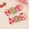 2Pcs Candy Bow Hair Clips Sweet Strawberry Heart Print Hairpins Rainbow Barrette For Girls Kids Children Headwear Accessories