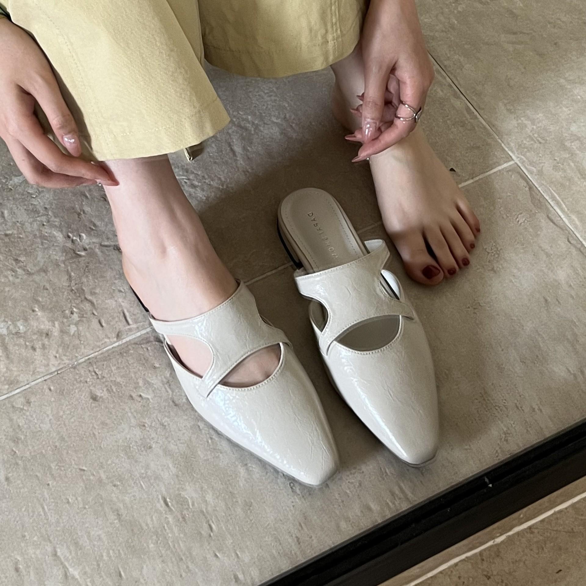 

French Bag Head Half Slippers Women S Shoes Wear Spring And Summer Temperament Pointed Single Shoes 39
