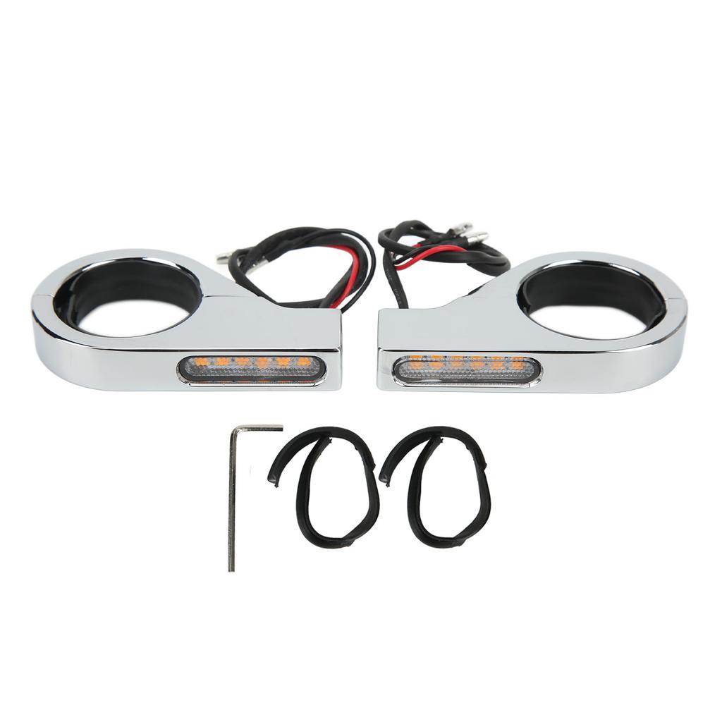 12V Motorcycle LED Turn Signal Light Waterproof Bright Blinker Lamp for 41mm Fork Tubes