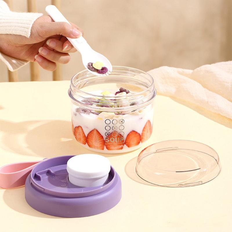 650ml Portable Handheld Breakfast Cup Yogurt Bowl Leak Proof Salad Bento Lunch Box With Spoon