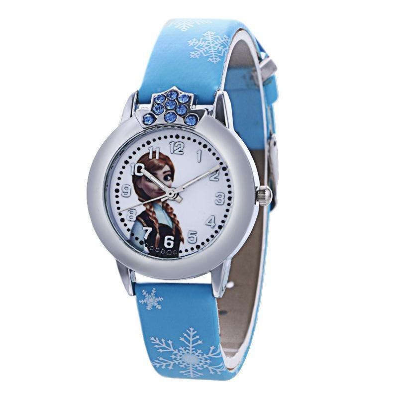 

Cute Frozen Cartoon Quartz Watch For Boys And Girls With Colorful Pu Leather Strap And Life Waterproof Feature синий